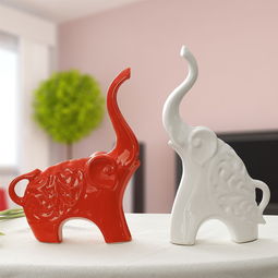 情侣象装饰摆件创意陶瓷大象工艺品家居客厅书房桌面摆设生日礼物